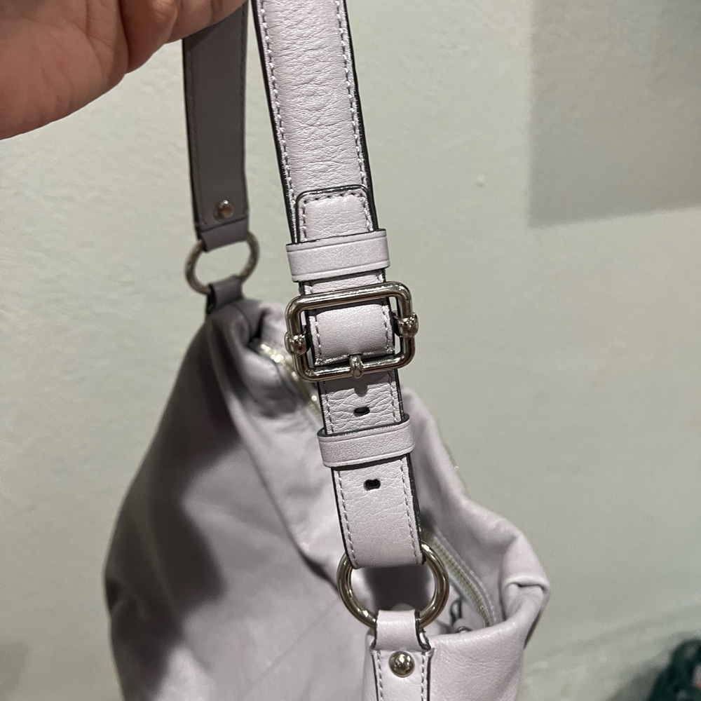 Coach Light Gray Soft Leather Shoulder Bag B1349 Lime Green Enterior Clean EUC - Picture 4 of 9